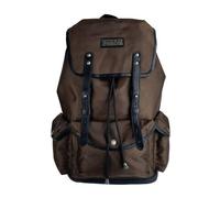 manbefair Lässiger Rucksack Vienna aus recyceltem Nylon Gewebe und Rinds-Leder braun