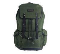 manbefair Lässiger Rucksack Vienna aus recyceltem Nylon Gewebe und Rinds-Leder Grün