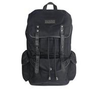 manbefair Lässiger Rucksack Vienna aus recyceltem Nylon Gewebe und Rinds-Leder Schwarz