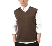 MANBOZIXi Pullunder für Herren Strickwesten mit V-Ausschnitt, Kaffee M