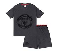Manchester United FC - Herren Schlafanzug-Shorty - Offizielles Merchandise - Grau mit Wappen - M