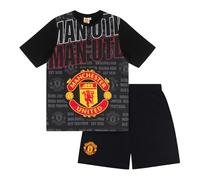 Manchester United FC - Kinder Schlafanzug-Shorty - Offizielles Merchandise - Schwarz - Text - 4-5 Jahre