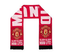Manchester United FC - Strickschal - Offizielles Merchandise - Geschenk für Fußballfans - Jacquard-Muster - Rot ‚Glory Glory‘