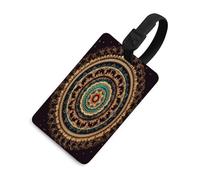 Mandala-Gepäckanhänger für Koffer mit Namensausweis, Sichtschutz, Reisekofferanhänger mit Gurt, TPU-Gepäckanhänger, Gepäckkennzeichnung, Reisezubehör, Schwarz-Stil, Einheitsgröße