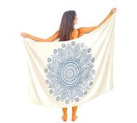 Mandala Life ART Blauer Damen Sarong Pareo Mit Fringe Hochwertiger Rayon Groß Strand Strandtuch Wickeltuch Wickelrock Strandrock Tapisserie Wickeltuch Bikini Cover Up Tuch Für Badeanzug
