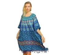 Mandala Life ART Blauer Damen Sarong Pareo Mit Fringe Hochwertiger Rayon Groß Strand Strandtuch Wickeltuch Wickelrock Strandrock Tapisserie Wickeltuch Bikini Cover Up Tuch Für Badeanzug