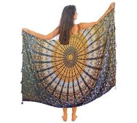 Mandala Life ART Blauer Damen Sarong Pareo Mit Fringe Hochwertiger Rayon Groß Strand Strandtuch Wickeltuch Wickelrock Strandrock Tapisserie Wickeltuch Bikini Cover Up Tuch Für Badeanzug
