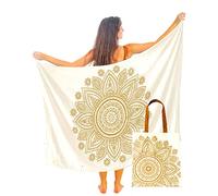 Mandala Life ART Pareo Damen Strand Xxl Mit Quasten Baumwolle Groß Strand Pareo Strandtuch Wickeltuch Wickelrock Strandrock Tapisserie Wickeltuch Bikini Cover Up Tuch Für Badeanzug