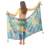 Mandala Life ART Pareo Damen Strand Xxl Mit Quasten Baumwolle Groß Strand Pareo Strandtuch Wickeltuch Wickelrock Strandrock Tapisserie Wickeltuch Bikini Cover Up Tuch Für Badeanzug