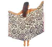 Mandala Life ART Pareo Damen Strand Xxl Mit Quasten Baumwolle Groß Strand Pareo Strandtuch Wickeltuch Wickelrock Strandrock Tapisserie Wickeltuch Bikini Cover Up Tuch Für Badeanzug