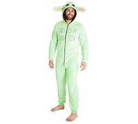 Mandalorian Baby Yoda Jumpsuit, Mandalorian The Child Onesie Damen und Herren, Star Wars Kuschelig Hausanzug, Unisex Fleece Einteiler Für Winter (Grün, L)