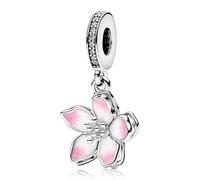 MaNeaz Armband Anhänger Charm Armbänder Charms Armband Anhänger Kirschblüten Bead Charms für Damen Für Pandora-Armbänder Geburtstagsgeschenke