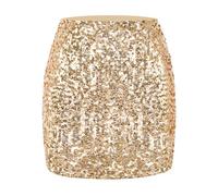 MANER Damen Pailletten Tanzrock Glitzer Stretchy Bodycon Mini Rock Night Out Party, Champagner, Groß