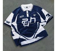 Manfinity Streetrush Herren Digitaldruck Kurzarm lässig Büro Polohemd Grafik Jersey Y2k Sport Freund/Ehemann Geschenk, Jahrestag, Fußball