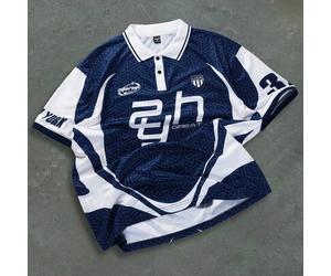 Manfinity Streetrush Herren Digitaldruck Kurzarm lässig Büro Polohemd Grafik Jersey Y2k Sport Freund/Ehemann Geschenk, Jahrestag, Fußball