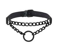 MANFNEE PU Leder Choker Punk Goth Emo Circle Kette Choker Halsband Halskette für Frauen Männer verstellbar