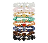 Manfnee Unregelmäßiges Perlenarmband Kristall Armband Set Chakra Armband Für Damen Herren Spirituelle Armband mit Herz Stein