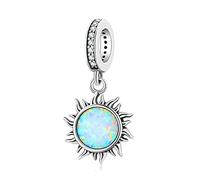 Manhe Charms Du bist mein Sonnenschein-Charme, 925er Sterlingsilber, Opale Sonne Anhänger Charm kompatibel mit Pandora-Armbändern und Halsketten für Frauen