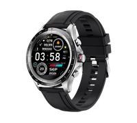 MANIKE NX1 Business AMOLED Smartwatch Stainless steel black ionized Leder, 140 - 210 mm, Schwarz