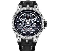 Manike TimeMatrix 5268Q Herren Chronograph - Schwarze Quarzuhr mit Edelstahl & Lederarmband