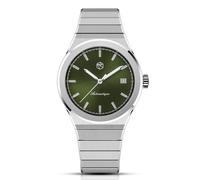 Manime LA FIDÈLE Khaki Automatik Stahl Grün Datum Saphir Herrenuhr, silber / schwarz