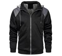 MANLUODANNI Dicker Hoodie Herren, Men's Kapuzenpullover mit Tasche Zip Pullover Jacke Sweatjacke Kapuzenjacke Sweater Casual Kapuzenpulli mit Fleeceartig-Innenseite Schwarz Dunkelgrau L