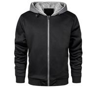 MANLUODANNI Hoodie Herren, Men's Kapuzenpullover mit Tasche Dicker Pullover Jacke Sweatjacke Kapuzenjacke Sweater Casual Kapuzenpulli mit Imitat-Vlies Schwarz Dunkelgrau XXL