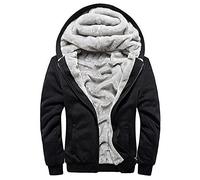 MANLUODANNI Hoodie Herren, Men's Kapuzenpullover mit Tasche Dicker Pullover Jacke Sweatjacke Kapuzenjacke Sweater Casual Kapuzenpulli mit Imitat-Vlies Schwarz XXL