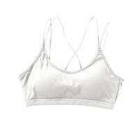 MaNMaNing Bügelloses Damen Top mit dünnen Trägern und überkreuzter Rückenpartie Bandeau Wickel Oberteil ohne Bügel Sling Bra mit Pads Unterhemd Damen Sport BH Top