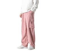 MaNMaNing Cargohose Herren Cordhose mit weiter Passform einfarbige gerade geschnittene Hose im High Street Stil für Herbst und Winter Lange Hose