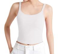 MaNMaNing Damen Figurunterhemd mit Brustkissen ohne Bügel BH schlank machendes Unterhemd bauchfreier Sling kurzes Top mit integriertem BH weiches Damen Unterzieh Shirt