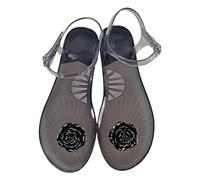 MaNMaNing Damen Sommer Blumen Kristall Jelly Toe Strand Sandalen Damen Schwarz Sommer Sandalen Sandaletten Keilsandalen Women's Sandals & Slides Schuhe Römersandalen