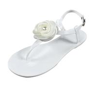 MaNMaNing Damen Sommer Perle Blume Kristall Jelly Toe Strand Sandale Damen Damensandalen Zehentrenner Sandalen Sommerschuhe Keilsandaletten Sportsandalen