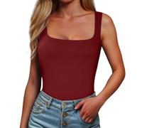 MaNMaNing Damen Sommer Ripp Camisole Top mit quadratischem Ausschnitt ärmellos modische Spaghettiträger für lässige Ausflüge schulterfreies Oberteil Damen Basic Tank