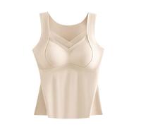 MaNMaNing Damen Unterhemd ohne Bügel glatt U Form leicht T Shirt konvertierbarer BH Sauerstoff Wärme Unterwäsche nahtloses dicker Sling Damen Basic