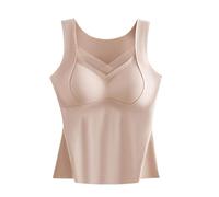 MaNMaNing Damen Unterhemd ohne Bügel glatt U Form leicht T Shirt konvertierbarer BH Sauerstoff Wärme Unterwäsche nahtloses dicker Sling Damen Basic