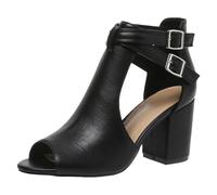 MaNMaNing Damenschuhe Source Weiche Sohle, Dicker Absatz, Schwarze Sandalen Damen Sandalen & Slides Für Damen Sommer Elegant Sandaletten Schwarz Pantolette Keilabsatz