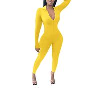 MaNMaNing Einfarbiger, Sexy, Enger Reißverschluss-Overall Damen Jumpsuit Elegant Sommer Jumpsuit Damen Overall Festlich Jeans Jumpsuits Sommerlicher Hosenanzug Festlicher Hosenanzug Latzhose