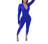 MaNMaNing Einfarbiger, Sexy, Enger Reißverschluss-Overall Damen Jumpsuit Elegant Sommer Jumpsuit Damen Overall Festlich Jeans Jumpsuits Sommerlicher Hosenanzug Festlicher Hosenanzug Latzhose