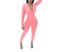 MaNMaNing Einfarbiger, Sexy, Enger Reißverschluss-Overall Damen Jumpsuit Elegant Sommer Jumpsuit Damen Overall Festlich Jeans Jumpsuits Sommerlicher Hosenanzug Festlicher Hosenanzug Latzhose