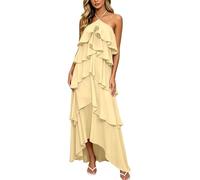 MaNMaNing Elegantes Chiffon Kleid Damen mit Blumenprint langärmlig formelles Abendkleid für Party Hochzeit Gast festliches Maxikleid Damen Abendgarderobe