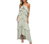 MaNMaNing Elegantes Chiffon Kleid Damen mit Blumenprint langärmlig formelles Abendkleid für Party Hochzeit Gast festliches Maxikleid Damen Abendgarderobe