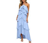 MaNMaNing Elegantes Chiffon Kleid Damen mit Blumenprint langärmlig formelles Abendkleid für Party Hochzeit Gast festliches Maxikleid Damen Abendgarderobe