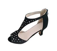 MaNMaNing Frauen Sommer Einfache Mode Strass Zurück Zipper Sandals Sandale Orthopädische Sandalen Damen Sandalen Leder Damen Elegant Keilsandalen Schlappen Sommer Sommerschuhe