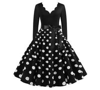 MaNMaNing Freizeitkleid Damen lässig mit V-Ausschnitt und bedrucktem Polyesterstoff Langarm Sommerkleid mit Wickeloptik für den Alltag Maxikleid