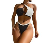 MaNMaNing Gestreiftes Band-Bikinioberteil Für Damen Swimsuits for Women Shaping Badeanzug Damen Bikini Set High Waist Badeanzug Langer Oberkörper Für Mollige Retro