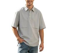 MaNMaNing Herren Kurzarm Hemd Sommer Frühling Outdoor lässig entspannte Passform Freizeithemd Herren weites Oberteil atmungsaktiv bequemes Leinenhemd Freizeit