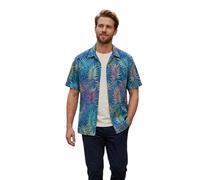 MaNMaNing Herren Sommer Kurzarm Hemd mit Print lässig Regular fit Knopfleiste Strand Hemd Oberteil Herren Freizeithemd Kurzarm Bluse