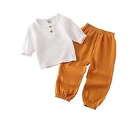 MaNMaNing Kleinkind Kinder Baby Junge Mädchen Solide Pullover Langarm Baumwolle Leinen Sweatshirt T Shirt Rundhals Tops Shorts Set Kleidung MANING88-K277