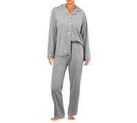 MaNMaNing Pyjama Damen Kurz Pjama Set Für Damen Pyjama Baumwolle Lang Musselin Schlafanzug Oberteil Langarm Schlafanzug Kurz Baumwolle Lang